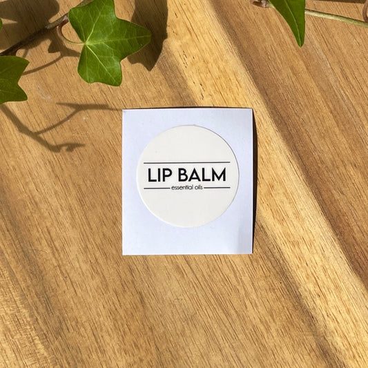 white round lip balm label