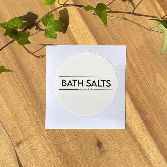white round bath salt label