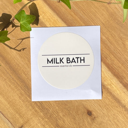 white round milk bath label