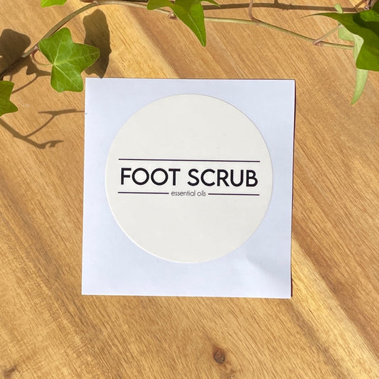 white round foot scrub label